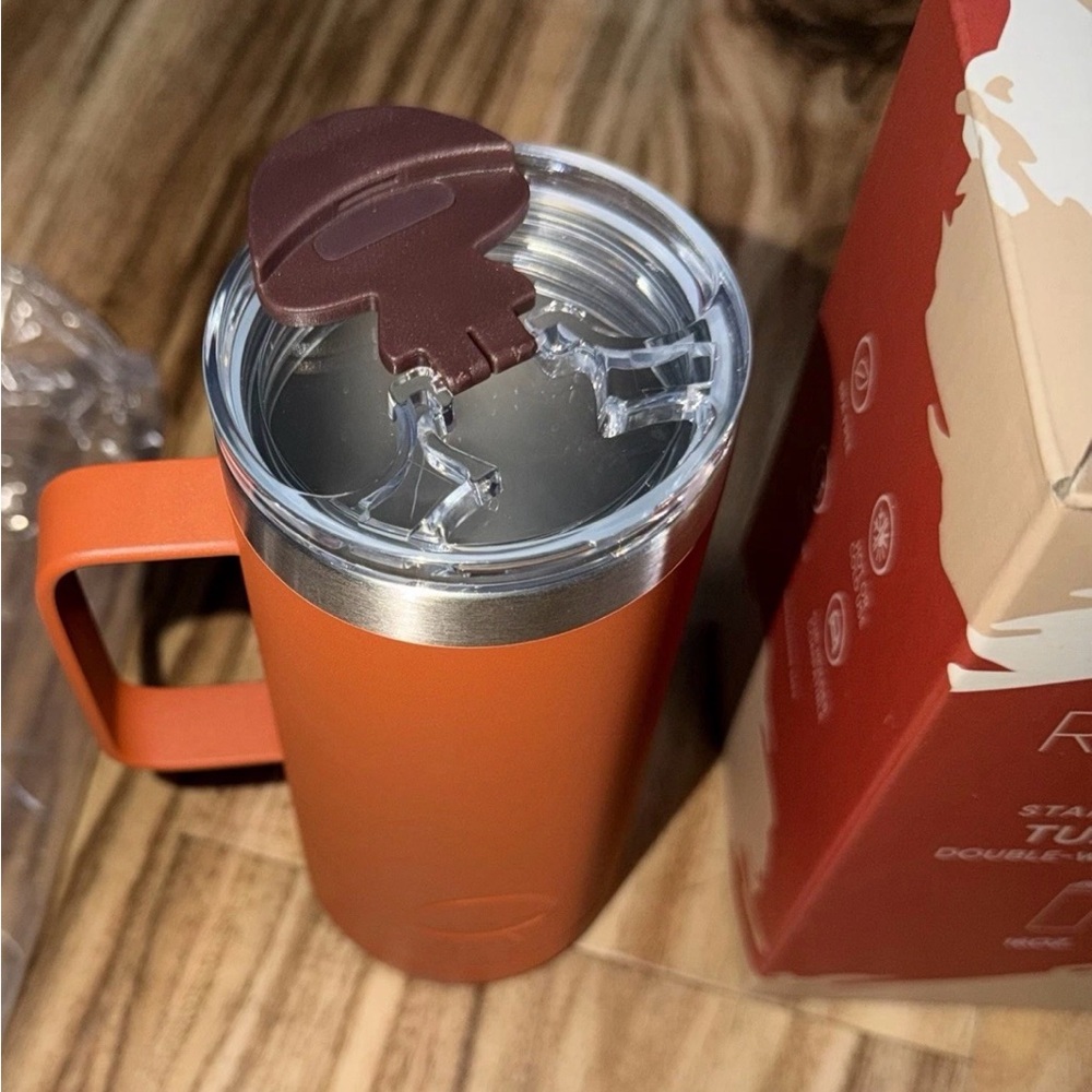 RUZE TUMBLER w/ Handle Stainless Steel Insulated Double Wall 16 Oz Orange - Picture 2 of 3